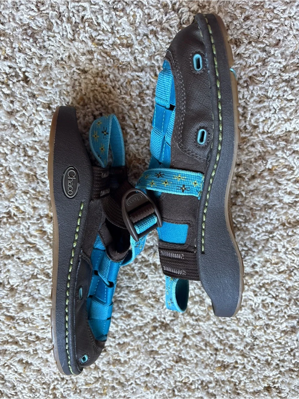 Chaco Brown Blue Paradox Ecotread Sandals Big Kid 4 EU 35